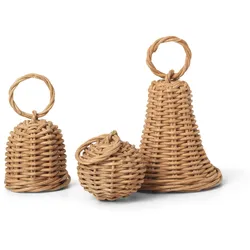 Ferm Living - Geflochtene Glocken-Kugeln, natur (3er-Set)
