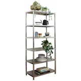 shelfr Edelstahl Regal bis 240kg - 6 Ebenen Schwerlastregal 74x41x170 Metallregal Küche
