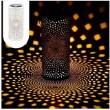Marrakesch Orient & Mediterran Interior Marrakesch Solarlaternen Solarlampen für außen mit Henkel aus Metall 30cm Groß | Boho Deko Outdoor Solar LED Laterne Wetterfest Swann Weiss IP65 Wasserdicht als Gartendeko im Garten