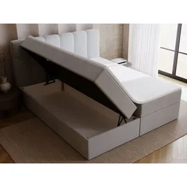 GRAINGOLD Boxspringbett Maison 140x200 - Bett mit Matratze und Topper - Boxspringbett mit Bettkasten und Matratze - Boxspringbett Grau (Royal 27) - Grau