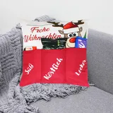 KAMACA Originelles Dekokissen Weihnachtskissen Kissen mit 3 Taschen zum selber Befüllen Größe 43x43 cm tolles Geschenk Weihnachten Nikolaus (Elch Ole)