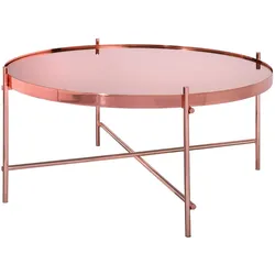 Couchtisch Wohnzimmertisch Glasplatte Metallgestell Kupfer Ø 75 cm WOMO-DESIGN®