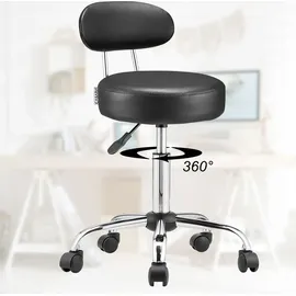 CASARIA Rollhocker mit Rückenlehne schwarz