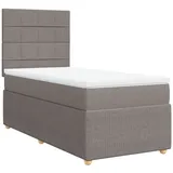 vidaXL Boxspringbett mit Matratze Taupe 100x200 cm Stoff