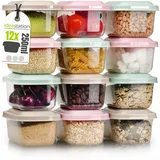 idea-station Vorratsdosen mit Deckel 12 x 250 ml - pastell - stapelbares Frischhaltedosen Set - perfekt als Snackbox für Kinder oder Gefrierdosen einsetzbar