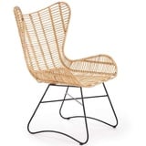 KONSIMO Gartensessel Gartensessel ARDENS, aus natürlichem Rattan, Boho-Stil beige|braun|schwarz