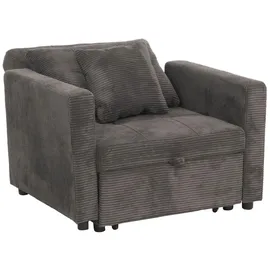 MCW Schlafsessel MCW-L90, Klappsessel Gästebett Relaxsessel, Liegefläche 200x100cm Stoff/Textil Cord ~ dunkelgrau