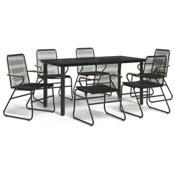 vidaXL 7-tlg. Garten-Essgruppe Schwarz PVC-Rattan