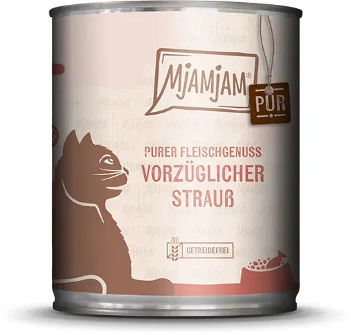 MjAMjAM – ausgewählte Fleischsorten 800g für Katze MjAMjAM Katze Sparpaket 12x800g Strauß pur