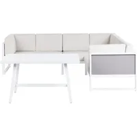 Beliani 6-Sitzer Lounge Set Aluminium grau/weiß