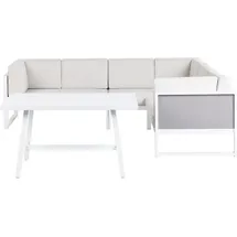 Beliani 6-Sitzer Lounge Set Aluminium grau/weiß