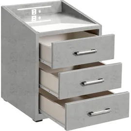 ed exciting design "Moon", grau (hellgrau, soro 90 light grau), B:47cm H:61cm T:46cm, Sideboards, Nachtkonsole, mit LED-Beleuchtung und USB-Anschluss & USB-C-Anschluss