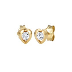 Elli PREMIUM Ohrstecker Herz Heart Topas Edelstein 585 Gelbgold Ohrringe   Damen 