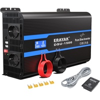 Erayak Wechselrichter 12V auf 230V Reiner Sinus 1500W/3000W Spannungswandler mit 6m Fernbedienung und LED-Anzeige für Fahrzeuge Kfz Solar Auto Wohnmobil Haushaltsgeräten