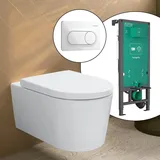 Hansgrohe LivaFine Wand-WC mit AquaFall Flush Komplett-SET iFrame Vorwandelement Original S Betätigungsplatte