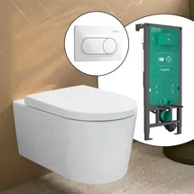 Hansgrohe LivaFine Wand-WC mit AquaFall Flush Komplett-SET iFrame Vorwandelement Original S Betätigungsplatte