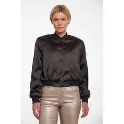 Blouson RINO & PELLE "BANNER", Damen, Gr. 44, schwarz, Web, Obermaterial: 95% Polyester, 5% Elasthan. Futter: 100% Polyester, casual, Langarm Bündchen, Jacken, mit falscher Tasche am Ärmel