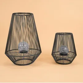 esotec Solarleuchte Windlichter ILONA 2er-Set POLY-RATTAN METALL-GEHÄUSE 102209