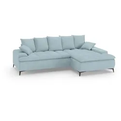 Ecksofa Haiti III Cord Blue Grey