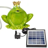 Storm's Gartenzaubereien Wasserspeier Solar mit Pumpe Frosch 12cm Keramik für Miniteich - Balkon und Terrasse
