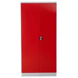 PROREGAL Stahlschrank Bee 4 Fachböden HxBxT 195 x 92 x 50 cm Verzinktes & Verstärktes Fachbodenmaterial Grau & Rot