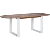 loft24 Esstisch Laslo, ovaler Tisch aus Kiefer Massivholz mit Kufengestell aus Metall braun 180 cm x 76 cm x 90 cm