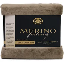 Gözze Merino Decke 150 x 200 cm taupe
