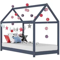 vidaXL Hausbett grau 70 x 140 cm Kiefer massiv grau