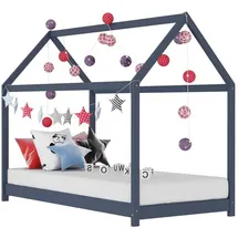 vidaXL Hausbett grau 70 x 140 cm Kiefer massiv grau