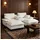 Okwish Ecksofa Chenille 155 x 90 x 224 cm Beige mit Kissen