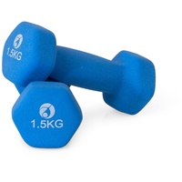 AFH Webshop Gymnastikhanteln | Hanteln | NEOPRENE | Kurzhanteln | Paar | 2 x 1,5 kg | blau