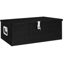 deluke DELUKE® Aluminiumbox mit Deckel Abschließbar Alubox Deichselbox Alu Anhängerbox Werkzeugkiste Transportbox Metallkiste, 90x47x33,5cm Schwarz