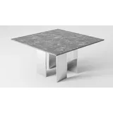 Casa Padrino Luxus Esstisch Grau / Silber 150 x 150 x H. 75 cm - Quadratischer Esszimmertisch mit Marmorplatte - Esszimmer Möbel - Luxus Kollektion