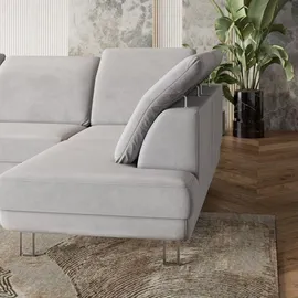 masseno WOHNLANDSCHAFT TERAMO Beige, Velours-Stoff mit Schlaffunktion