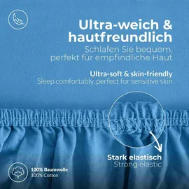 etérea Himmlische Qualität Spannbettlaken Jersey 80 x 180 cm blau