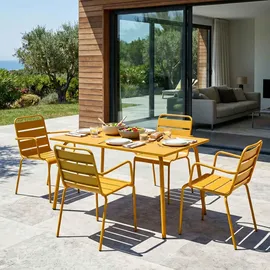 Oviala Palavas Gartenset Tisch rechteckig 5-tlg. mit Armlehnen Gelb