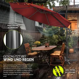 tillvex Premium Alu Sonnenschirm Ø 330 cm Rot