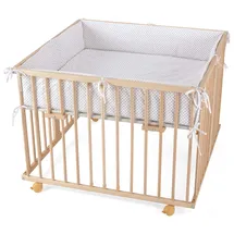 Waldin Baby Laufgitter 100 x 100 cm natur Bodenfarbe grau/punkte