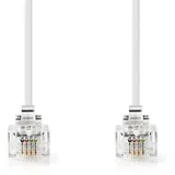 Nedis Telefonkabel | RJ11 Stecker | RJ11 Stecker | 10.0 m | Kabeldesign: Flach | Beschichtung: Vergoldet | Kabeltyp: RJ11 | Weiss