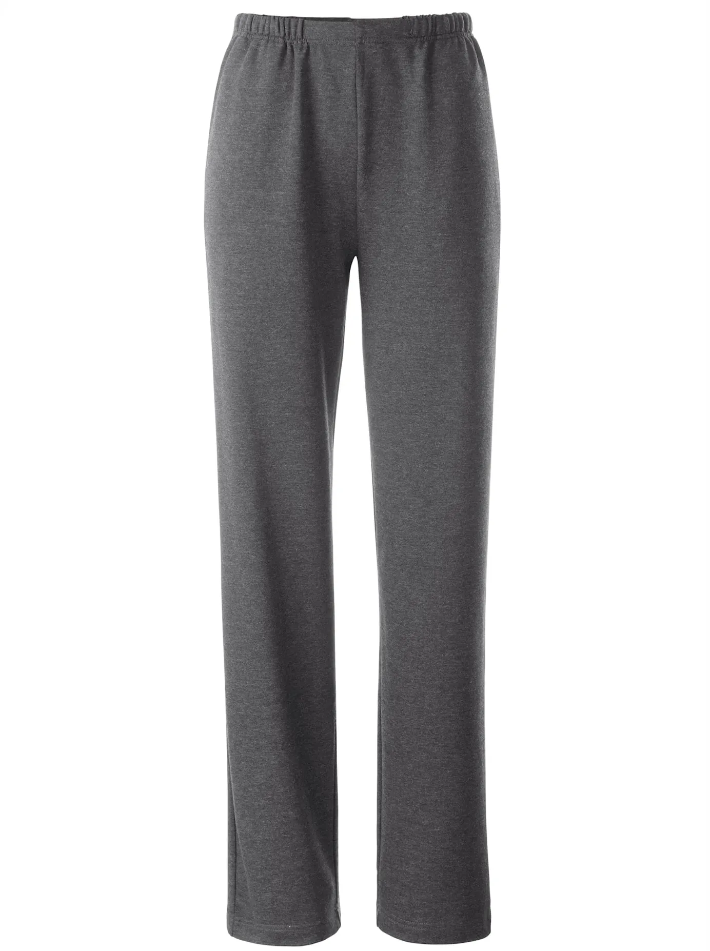 Sporthose HAJO, Damen, Gr. 21, Kurzgrößen, grau (anthrazit, meliert), 62% Baumwolle, 33% Polyester, 5% Elasthan, unifarben, lang, Hosen Sporthose
