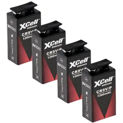 4x XCellLithium 9V Block Hochleistungs- Batterien für Rauchmelder / Feuermelder - 10 Jahre Batterie Lebensdauer