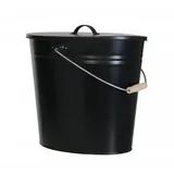 Kamino Flam Ascheeimer oval Metall 24 l mit Deckel Schwarz