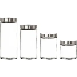 BigDean 2er Set Vorratsgläser 0,85 Liter Glas Schraubglas Lebensmittelglas Edelstahldeckel mit Schraubverschluss 12 x 11 cm
