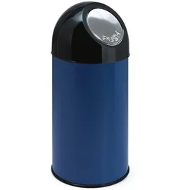 V-Part - Abfallbehälter mit Druckdeckel 40 Liter - Steel Plastic - Blau, Schwarz - Blau/Schwarz