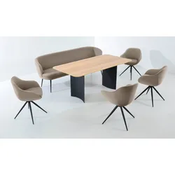 K+W Komfort & Wohnen Essgruppe »ZOOM«, abgerundete Essgruppe mit Solobank, 4 Sesseln und 1 Tisch K+W Komfort & Wohnen smoke 86