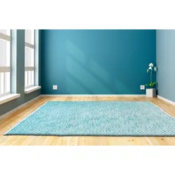 Teppich MY HOME "Tiara" Gr. 4, blau (türkis), B:160cm H:7mm L:230cm, Baumwolle, Teppiche, mit Rauten-Muster, Teppich aus 100% Baumwolle