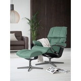 Stressless Stressless® »Reno«, (Set, Relaxsessel mit Hocker), mit Hocker, mit Cross Base, Größe S, M & L, Holzakzent Schwarz grün