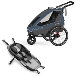 Qeridoo® Kinderfahrradanhänger Sportrex 2 Limited Edition Jeans Blue Kollektion 2023 inklusive Hängematte Plus Limited Edition Theraline
