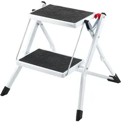 VEVOR Haushaltsleiter 500x480x450mm Trittleiter faltbar aus Stahl Stehleiter 2 Stufe Stufenleiter 150kg Tragfähigkeit Klapptritt Doppelstufenleiter 445mm hoch Küchenleiter Rutschfest Tritthocker