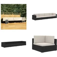 vidaXL 4 tlg. Garten Sofagarnitur mit Auflagen Poly Rattan Schwarz - Garten-Sofagarnitur - Garten-Sofagarnituren - Gartensofa-Set - Gartensofa-Sets - Schwarz